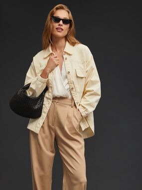 Anthropologie Maeve Corduroy Shirt Size XL Ivory